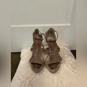 INC International Concepts Tan Fringe Heels Sz8
